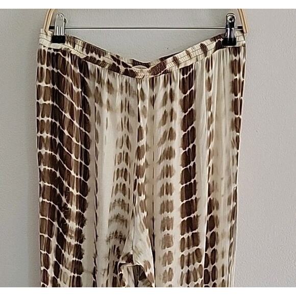 Wild Poppy Knotted Split Thigh Tie Ankle Hem Pants Tie Dye Beach Cover-Up Resort - Picture 4 of 11